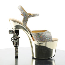 Carregar imagem no visualizador da galeria, Tacones Pleaser REVOLVER-709G Dorado Gltr Cromo
