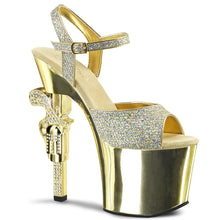 Carregar imagem no visualizador da galeria, Tacones Pleaser REVOLVER-709G Dorado Gltr Cromo
