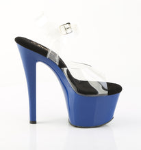 Load image into Gallery viewer, Pleaser SKY-308 Heels - Clear / Royal Blue
