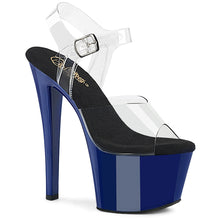 Load image into Gallery viewer, Pleaser SKY-308 Heels - Clear / Royal Blue
