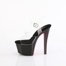 Load image into Gallery viewer, Pleaser SKY-308CRS Heels - Clear / Black-Hot Pink Rhinestones
