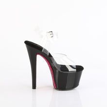 Load image into Gallery viewer, Pleaser SKY-308CRS Heels - Clear / Black-Hot Pink Rhinestones
