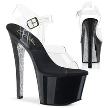 Load image into Gallery viewer, Pleaser SKY-308CRS Heels - Clear / Black - Silver AB Rhinestones
