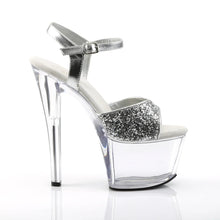 Carregar imagem no visualizador da galeria, Tacones Pleaser SKY-310 Plata Gltr Transparente
