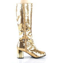 Load image into Gallery viewer, Botas Bordello SPECTACUL-300SQ Dorado Sequins

