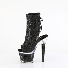 Carregar imagem no visualizador da galeria, Tacones Pleaser SPECTATOR-1018G Negro Purpurina Transparente
