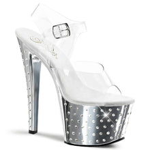 Cargar imagen en el visor de la galería, Tacones Pleaser STARDUST-708 Transparente Plata Cromo
