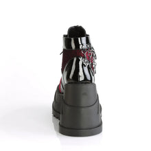 Load image into Gallery viewer, Botines Demonia STOMP-18 Negro Pat-Burdeos Velvet
