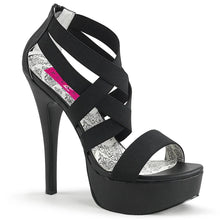 Load image into Gallery viewer, Tacones Pleaser Pink Label TEEZE-47W Negro Elasticated Band
