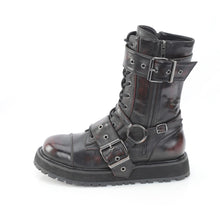 Carregar imagem no visualizador da galeria, Botas Demonia VALOR-220 - Pele vegan preto-bordô com efeito desgastado
