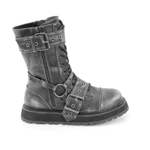 Carregar imagem no visualizador da galeria, Botas Demonia VALOR-220 - Pele vegan preto-prateado com efeito desgastado
