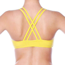 Load image into Gallery viewer, Xenia sports bra | Sports bra | Color: yellow | Women's sports bra | Dragonfly Pole Dance Clothes and Bikram Hot Yoga Outfit
