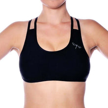 Load image into Gallery viewer, Lycra sports bra Xenia | Sports bra | Color: black | Women's sports bra | Dragonfly Pole Dance Clothes and Bikram Hot Yoga Outfit
