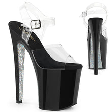 Cargar imagen en el visor de la galería, Tacones Pleaser XTREME-808CRS Transparente Negro Plata

